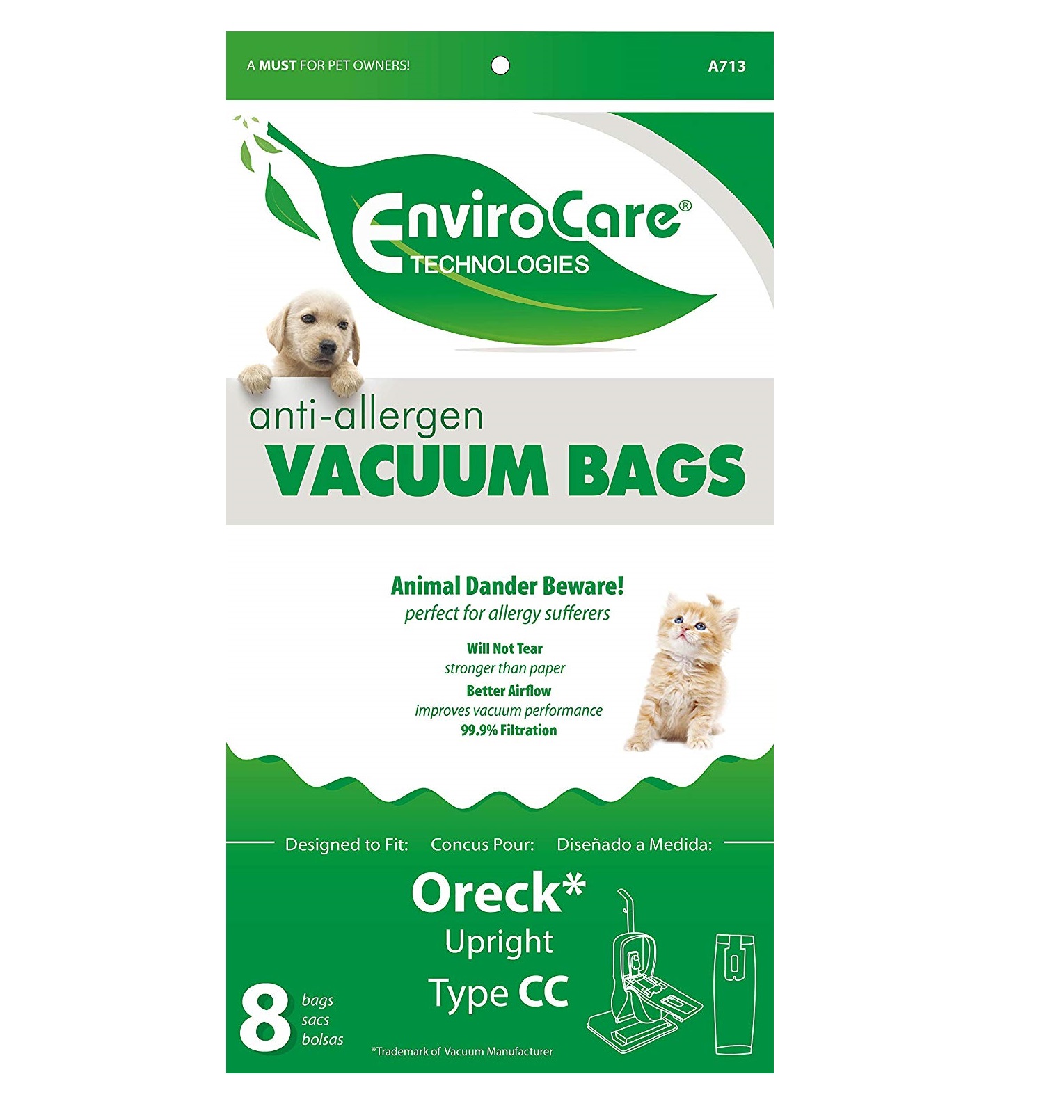 Amazon.com: Oreck Paper Bag, Oreck Type CC Uprights Hypoallergenic (8 Bags)  : Home & Kitchen